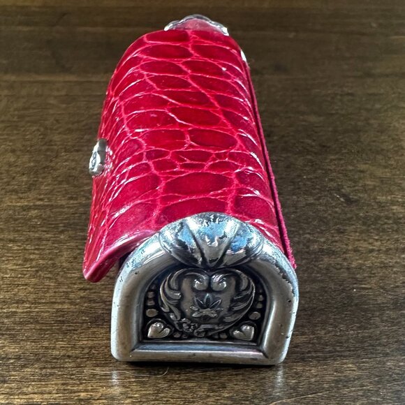 Brighton Crimson Red Lipstick Case Silver Mirror Inside - Picture 4 of 9